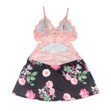 Floral Print Lace-up Babydoll Without Underwire