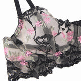 Floral Embroidery Underwire Garter Lingerie Egypt Set