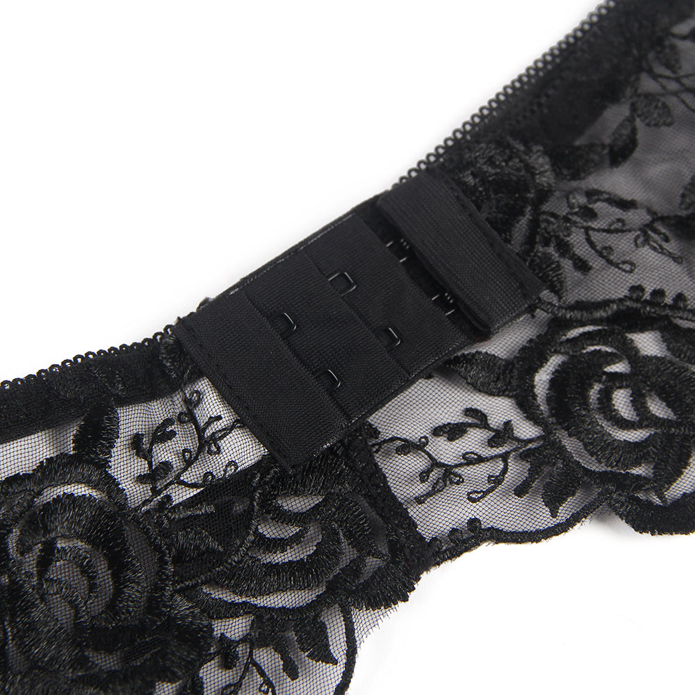 Floral Embroidery Underwire Garter Lingerie Egypt Set