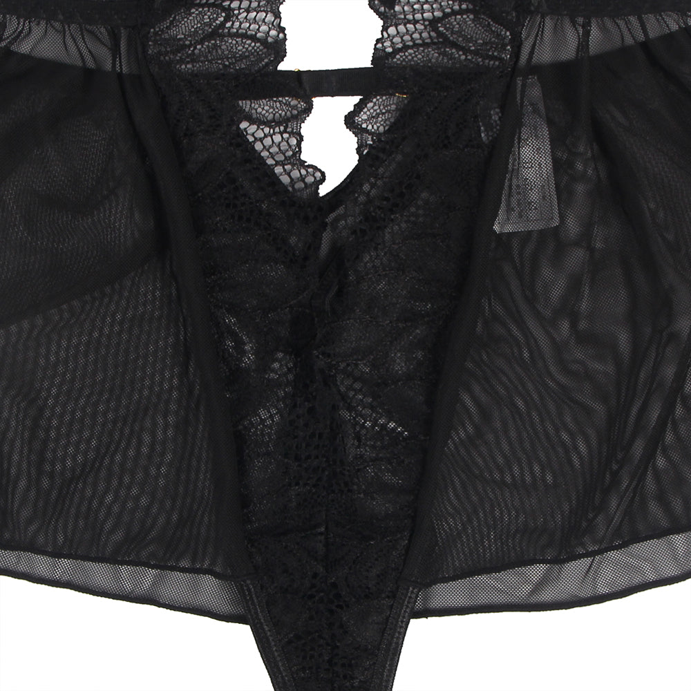 Mesh Halter Backless Floral Patterns Teddy Lingerie Egypt