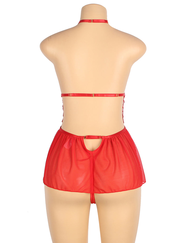 Mesh Halter Backless Floral Patterns Teddy Lingerie Egypt