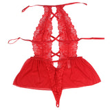 Mesh Halter Backless Floral Patterns Teddy Lingerie Egypt