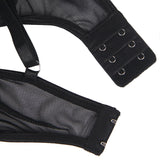 Black PU Leather Sexy Egypt Lace Hollow Out Bodysuit