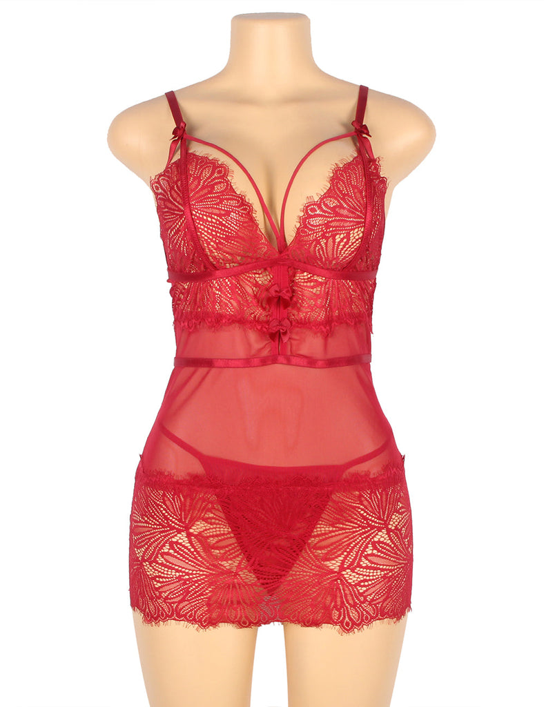Sexy Lace Tight Adjustable Shoulder Straps Black & Red Babydoll Egypt