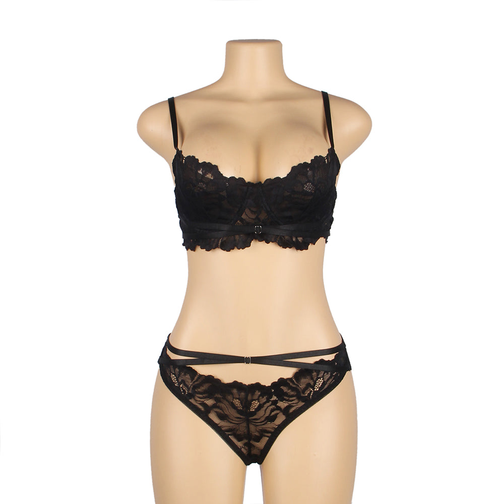Egypt Floral Lace Adjustable Strap Underwire Bra Set