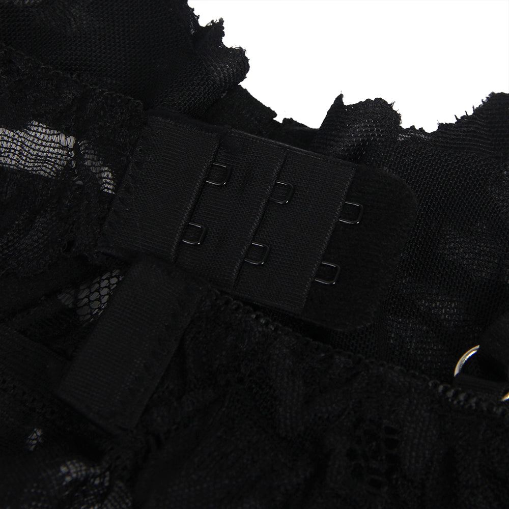 New Pink & Black Floral Lace Adjustable Strap Underwire Bra Set