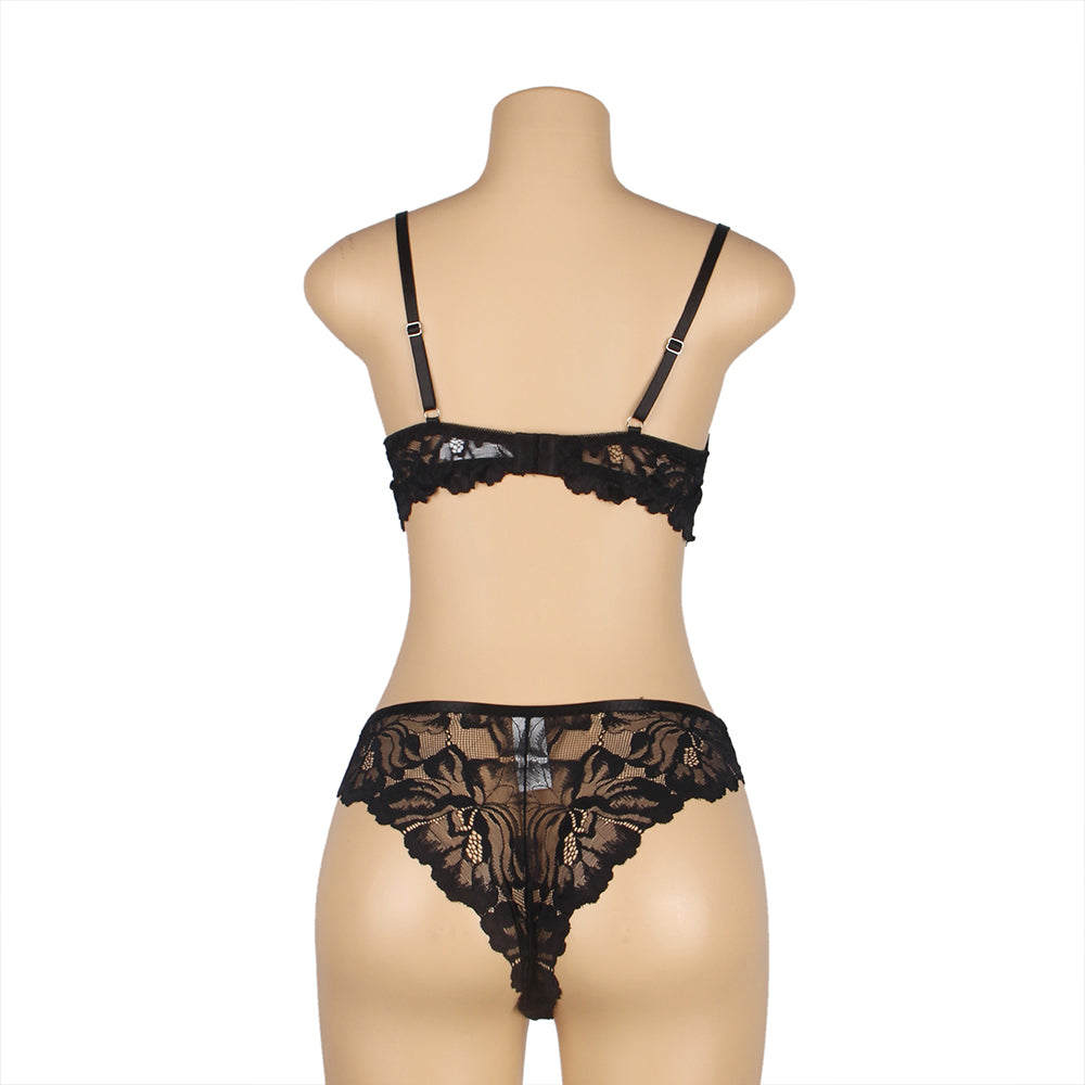 Egypt Floral Lace Adjustable Strap Underwire Bra Set