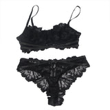 New Pink & Black Floral Lace Adjustable Strap Underwire Bra Set