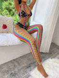 Halter Sexy Egypt Backless Colorful Hollow Out Bodystocking