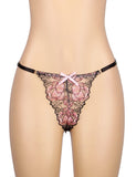 Pink Floral Lace Underwire Garter Bra Set
