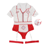 Sexy One Piece Bodysuit Zipper Design Decoration Nurse Costume