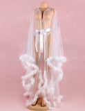 Long Sleeves Fur Nightgowns and Teddy Lingerie Egypt Robe