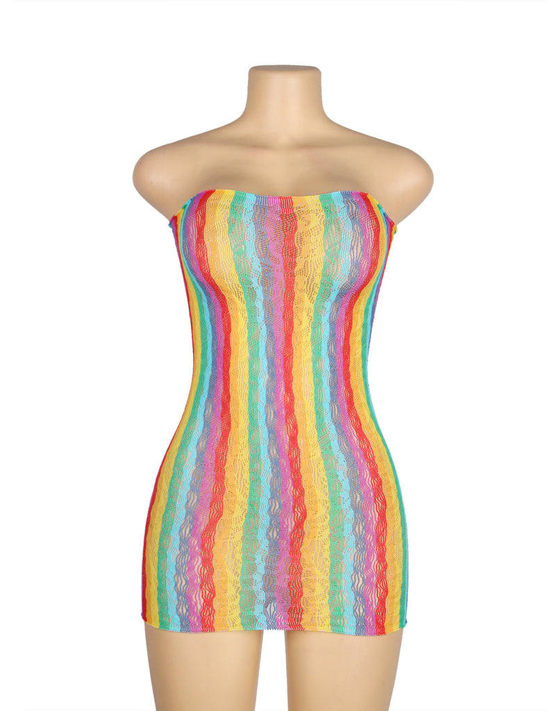 Colorful Off Shoulder Sleeveless Fishnet Bodystocking Egypt