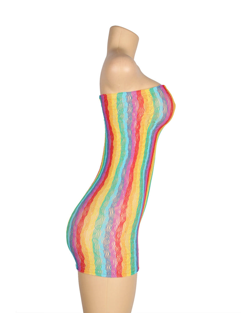 Colorful Off Shoulder Sleeveless Fishnet Bodystocking Egypt