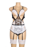 White Lace Sexy Garter Belt Maid Costume Egypt with Leg Ring