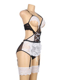 White Lace Sexy Garter Belt Maid Costume Egypt with Leg Ring