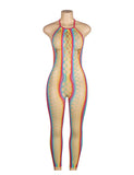 Halter Sexy Backless Colorful Hollow Out Bodystocking
