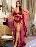 Sexy Robe Egypt Plush Edging Mesh Wide Sleeves With Belt