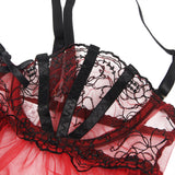Sexy Mesh Adjustable Shoulder Straps Light Red Babydoll
