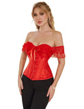 off Shoulder 12 Pieces Plastic Bones Lace Corsets with Panties