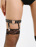 Leather Adjustable Stud Punk Leg Loop Garter Clip
