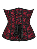 Red off Shoulder 12 Pieces Plastic Bones Corsets With Panties