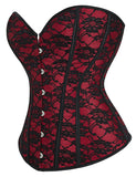 Red off Shoulder 12 Pieces Plastic Bones Corsets With Panties