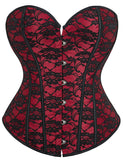 Red off Shoulder 12 Pieces Plastic Bones Corsets With Panties