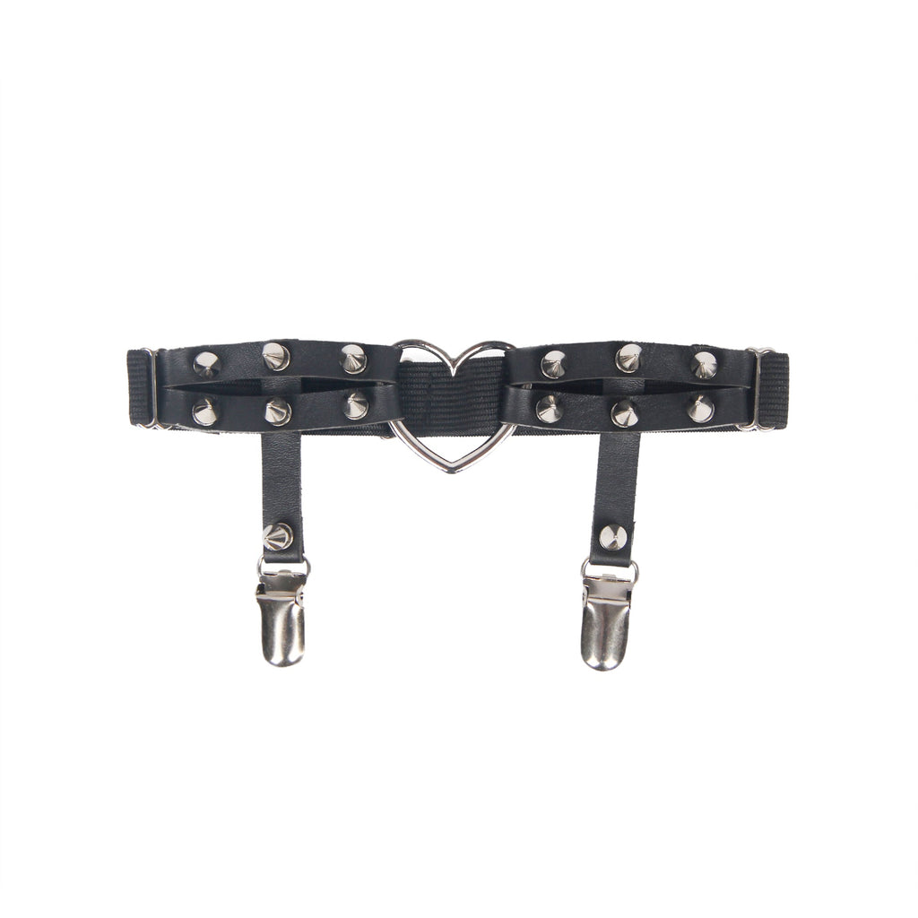 Leather Adjustable Stud Punk Leg Loop Garter Clip