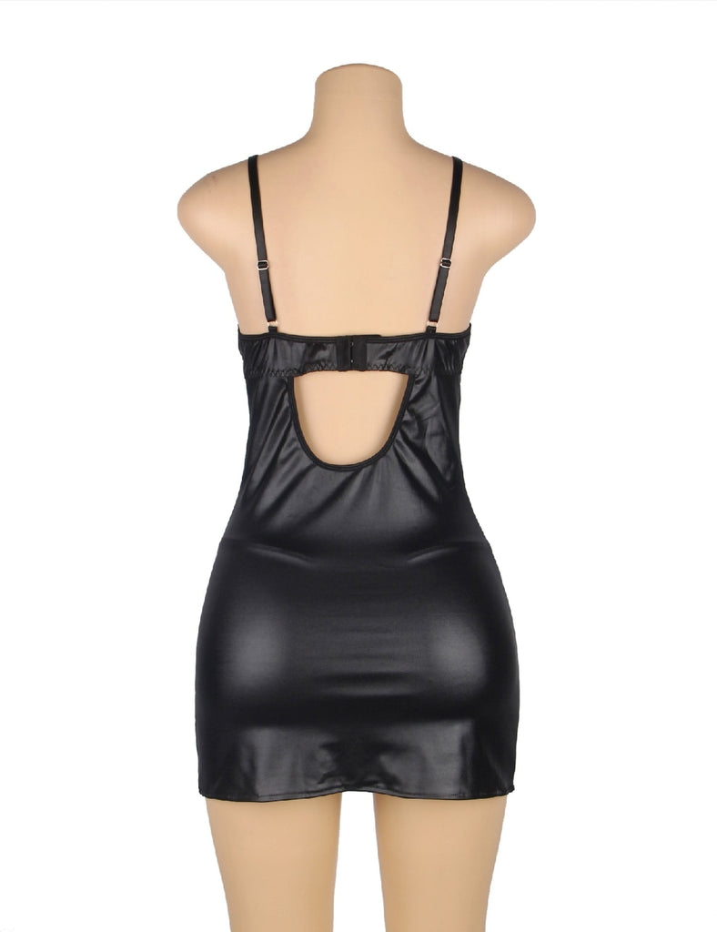 New Sexy Black Lace Leather Lingerie