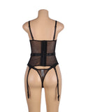 Elegant Embroidery Garter Lingerie With Long Row Of Back Buckles