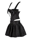 12 Pieces Plastic Bones Black Sexy Jacquard Braces Corset Egypt With Skirt