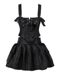 12 Pieces Plastic Bones Black Sexy Jacquard Braces Corset With Skirt