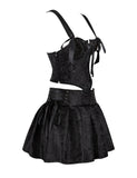 12 Pieces Plastic Bones Black Sexy Jacquard Braces Corset Egypt With Skirt