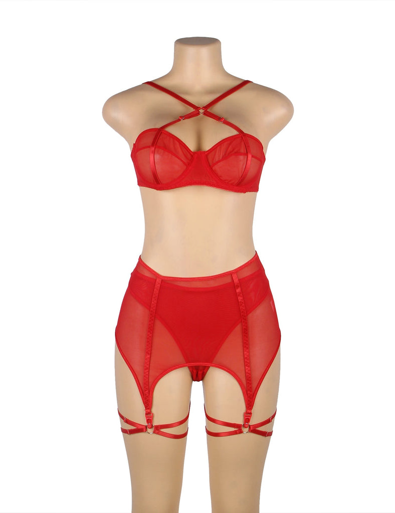 Mesh Underwire Garter Lingerie Egypt Set (