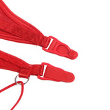 Plus Size Black & Red Mesh Underwire Garter Lingerie Set