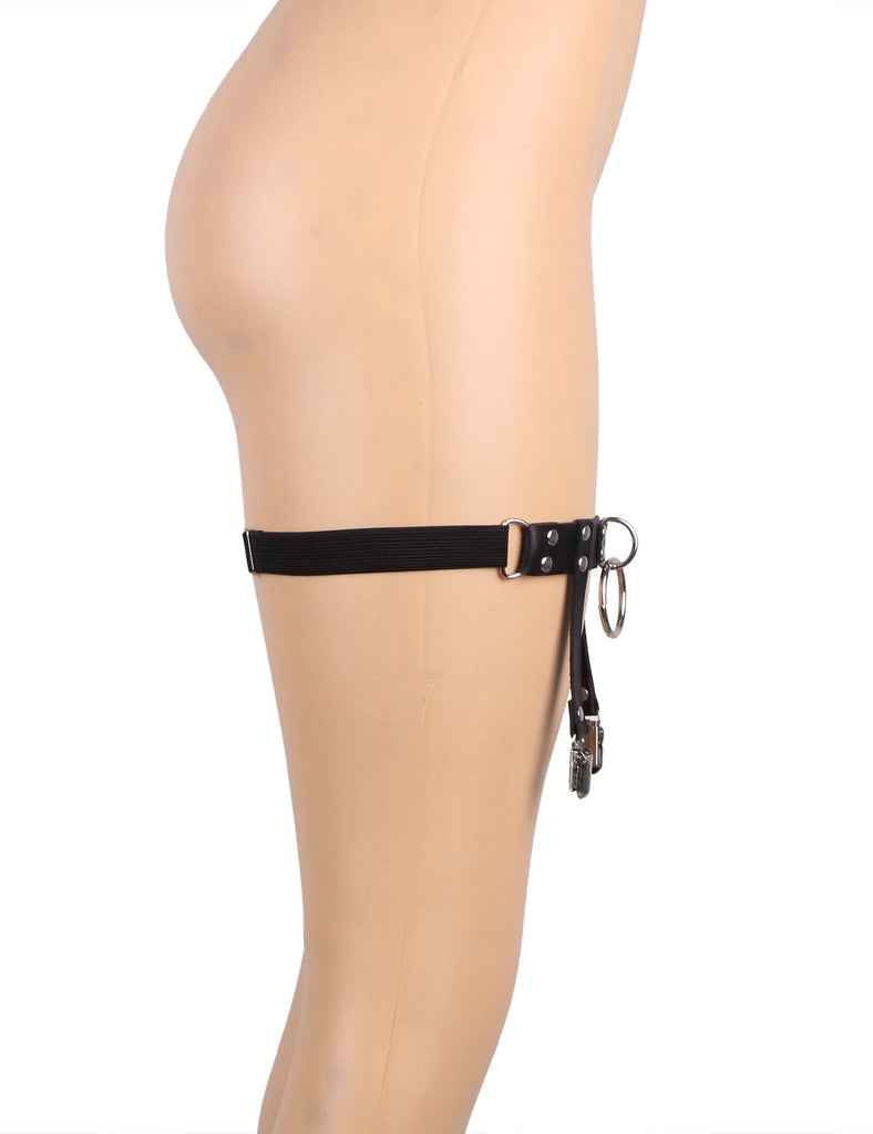 Leather Adjustable Stud Punk Leg Loop Garter Clip