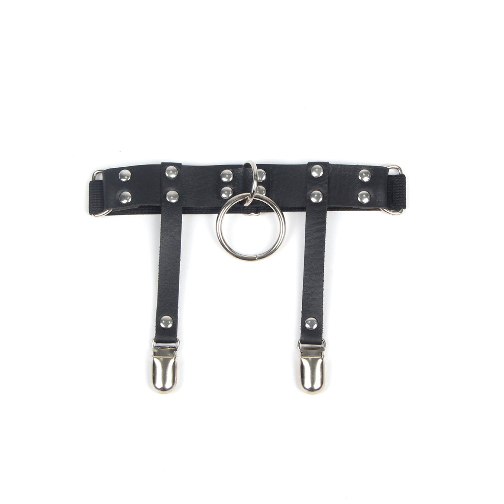 Leather Adjustable Stud Punk Leg Loop Garter Clip