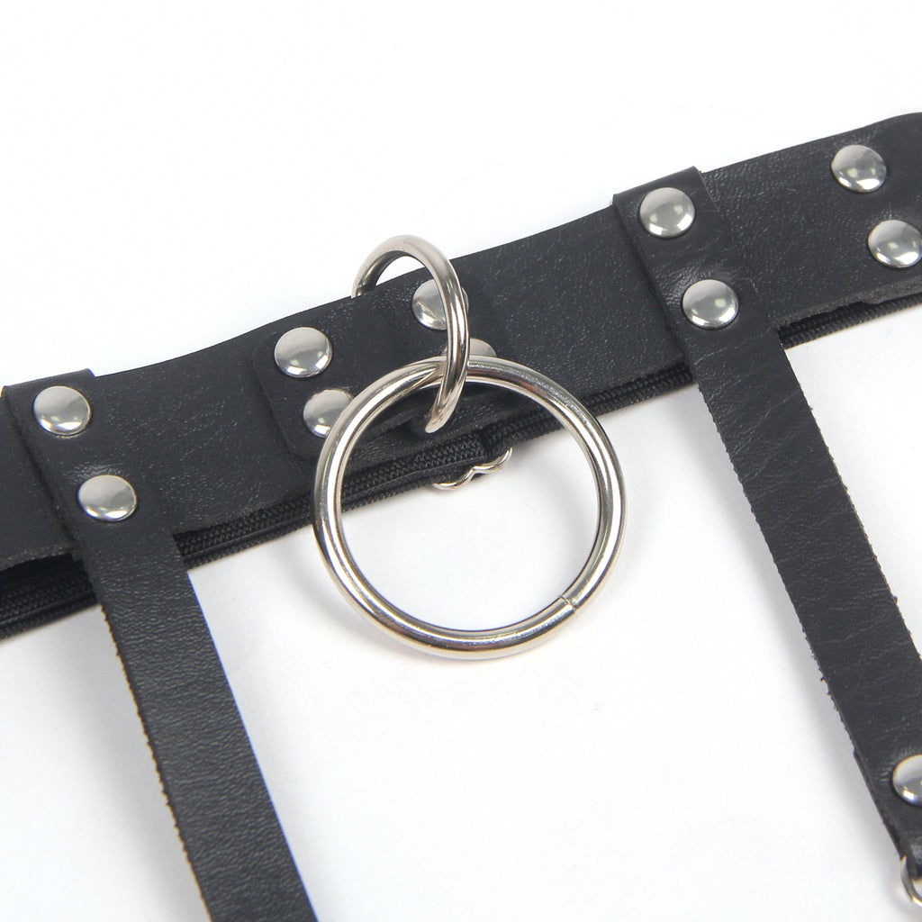 Leather Adjustable Stud Punk Leg Loop Garter Clip