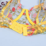 Floral Embroidery Underwire Garter Lingerie Set Egypt