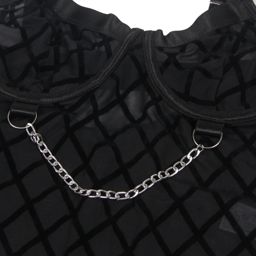 Black & white Mesh Chain Bodysuit