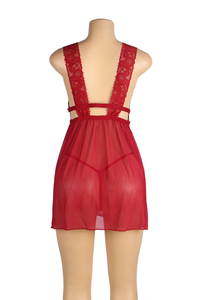 Deep V-neck Mesh Sexy Babydoll