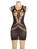 Black Sexy Sparkle Glitter Rhinestone Fishnet Hollow Bodystocking