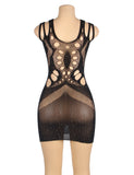 Black Sexy Sparkle Glitter Rhinestone Fishnet Hollow Bodystocking