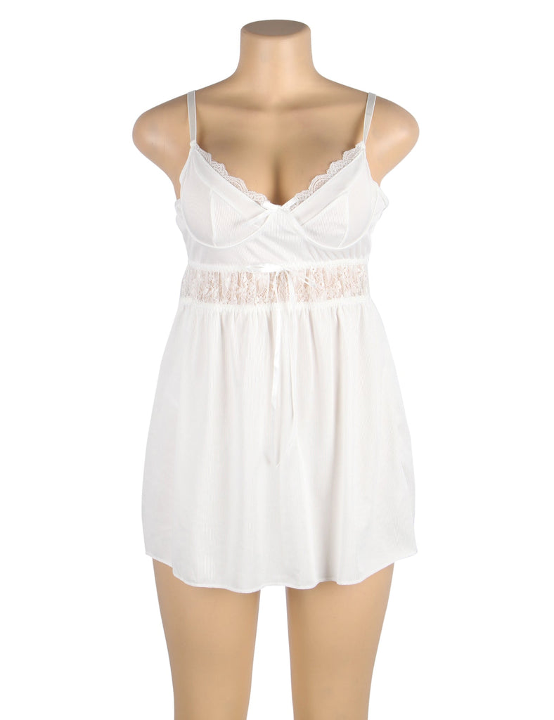 White V-neck sexy suspender Babydoll Brideessentials Egypt