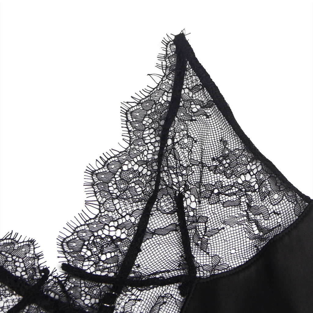 Sexy High-end Satin Lace Stitching Open Back Ladies Babydoll Egypt