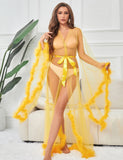 Sexy Plush Edging Mesh Wide Sleeves Robe Egypt With Belt