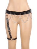 Black Leather Bondage Chain Bandage Garter