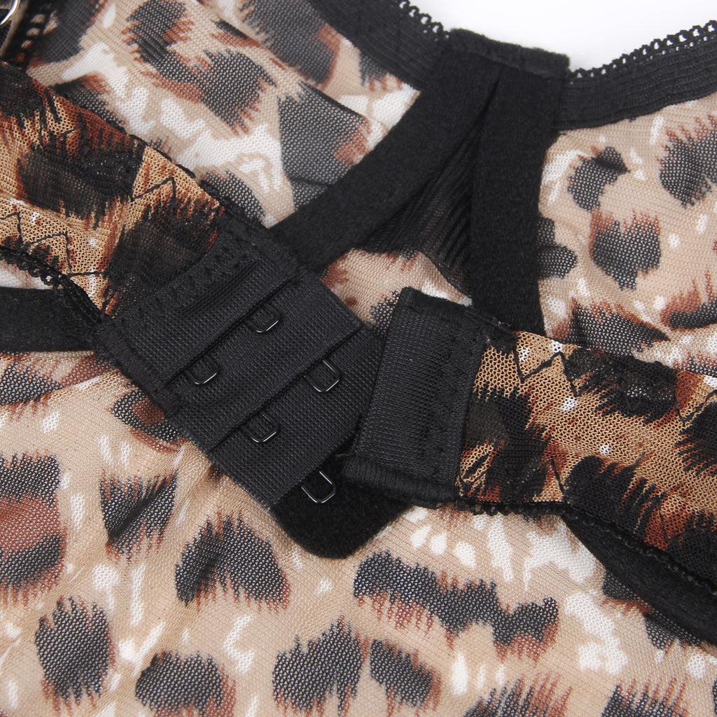 Sexy Leopard Print Strappy Bondage Bodysuit Egypt