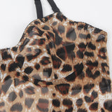 Sexy Leopard Print Strappy Bondage Bodysuit